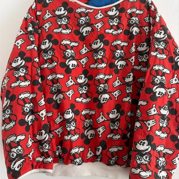 Vtg 80’s Reversible Vibrant Disney’s Mickey Mouse Pixel Art puffy mens shirt - Picture 4 of 4